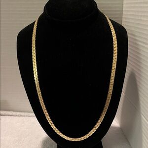 14k Gold Plated Simple Flat Square Linked Necklace